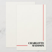 Modern Eenvoudig Zwart Wit Trendsettend Minimalist Briefpapier (Voorkant / Achterkant)