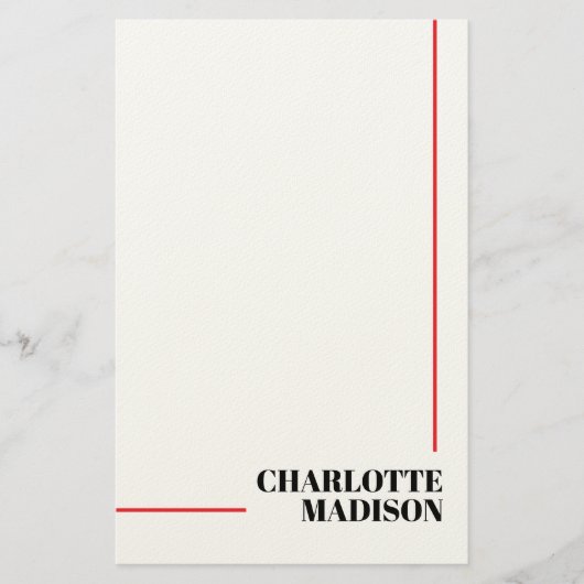 Modern Eenvoudig Zwart Wit Trendsettend Minimalist Briefpapier (Voorkant)