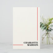 Modern Eenvoudig Zwart Wit Trendsettend Minimalist Briefpapier (Staand voorkant)