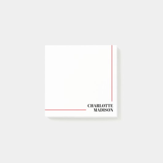 Modern Eenvoudig Zwart Wit Trendsettend Minimalist Post-it® Notes (Voorkant)