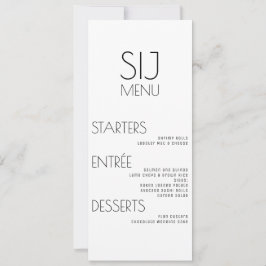 Modern Eenvoudig Zwart Wit Trouwmenu Feestdagenkaart