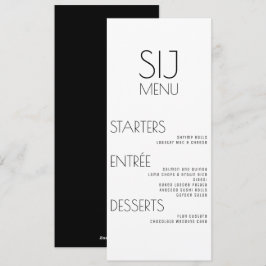 Modern Eenvoudig Zwart Wit Trouwmenu Feestdagenkaart