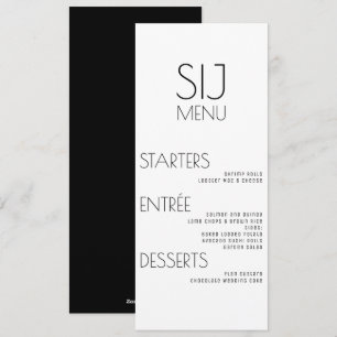 Modern Eenvoudig Zwart Wit Trouwmenu Feestdagenkaart
