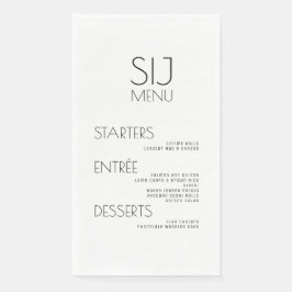 Modern Eenvoudig Zwart Wit Trouwmenu Servet