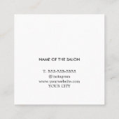 Modern eenvoudig zwart wit vet Haarstylist Vierkante Visitekaartje (Achterkant)