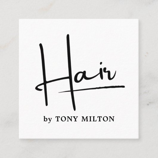 Modern eenvoudig zwart wit vet Haarstylist Vierkante Visitekaartje (Voorkant)