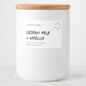 Modern eenvoudig zwart wit waterdicht productetike voedselcontainer etiket (Voorkant)