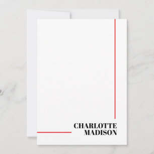 Modern Eenvoudig Zwart Witte Trendy Minimalistisch Notitiekaartje