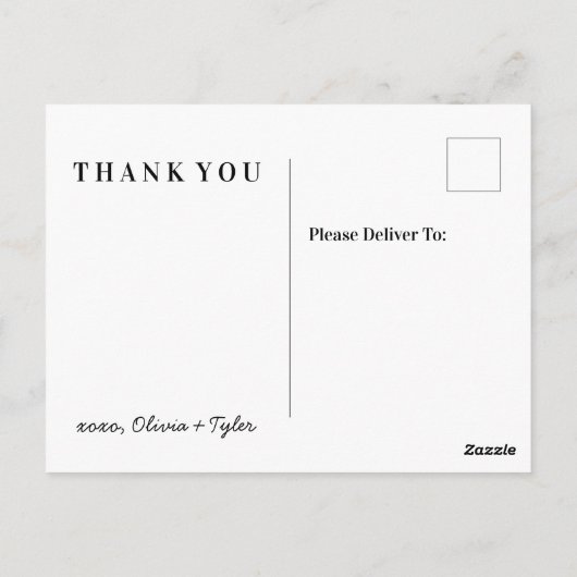 Modern + eenvoudige bruiloft Dank u Briefkaart (Achterkant)