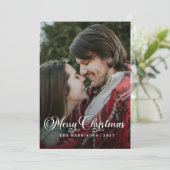 Modern Eenvoudige Foto Kerstmis Tartan Feestdagenkaart (Staand voorkant)