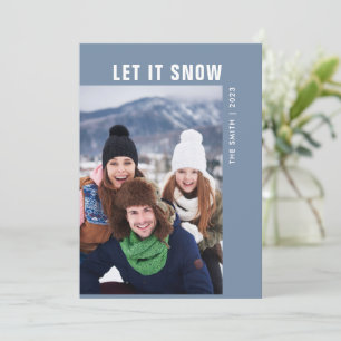 Modern Eenvoudige Foto Laat het Sneeuwen Kerstmis Feestdagenkaart