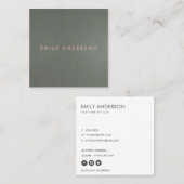 MODERN EENVOUDIGE MINIMAAL FAUX DARK SILVER STEEL  VIERKANTE VISITEKAARTJE (Voorkant / Achterkant)