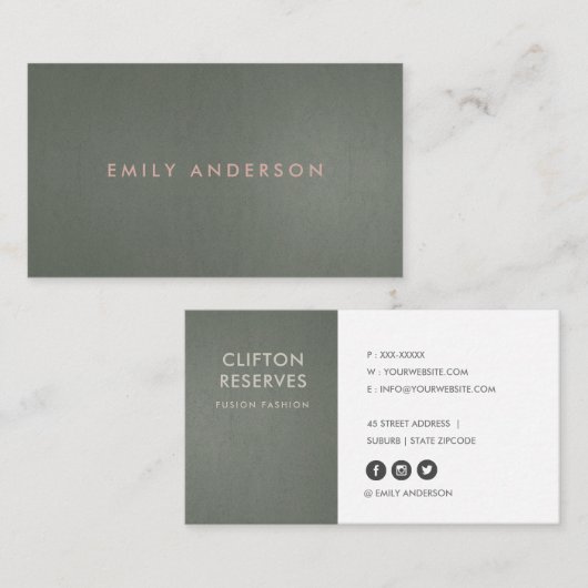 MODERN EENVOUDIGE MINIMAAL FAUX DARK SILVER STEEL  VISITEKAARTJE (Voorkant / Achterkant)