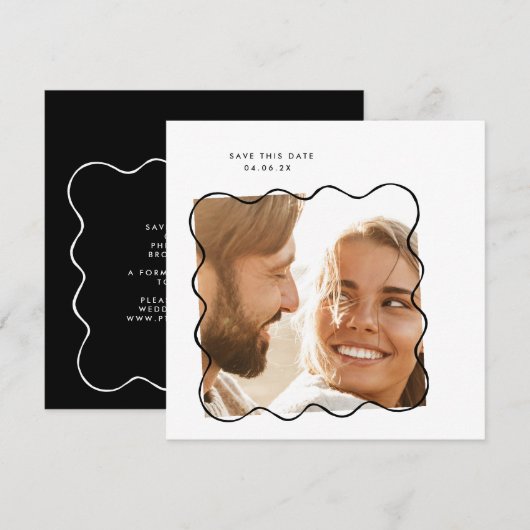 MoDeRN Eenvoudige MINIMALE GOLVENDE Lijst Foto Bru Save The Date (Voorkant / Achterkant)