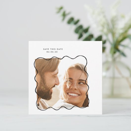 MoDeRN Eenvoudige MINIMALE GOLVENDE Lijst Foto Bru Save The Date (Staand voorkant)