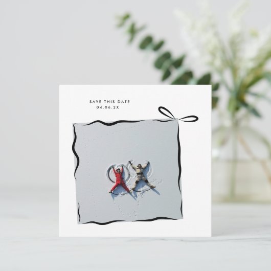MoDeRN Eenvoudige MINIMALE LINT Foto Bruiloft Save The Date (Staand voorkant)