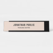 Modern Eenvoudige Sjabloon Elegant Beige Zwart Bureau Naambordje (Voorkant)