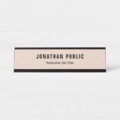 Modern Eenvoudige Sjabloon Elegant Beige Zwart Bureau Naambordje (Voorkant)