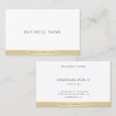 Modern Eenvoudige Sjabloon Elegant Goud Wit Trendy Visitekaartje (Voorkant / Achterkant)