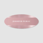 Modern Eenvoudige Sjabloon Elegant Roos Goud Ovaal Naamplaatje (Voorkant)