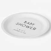 Modern Eenvoudige Tekst Zwart-wit Baby shower Papieren Bordje (Gekanteld)