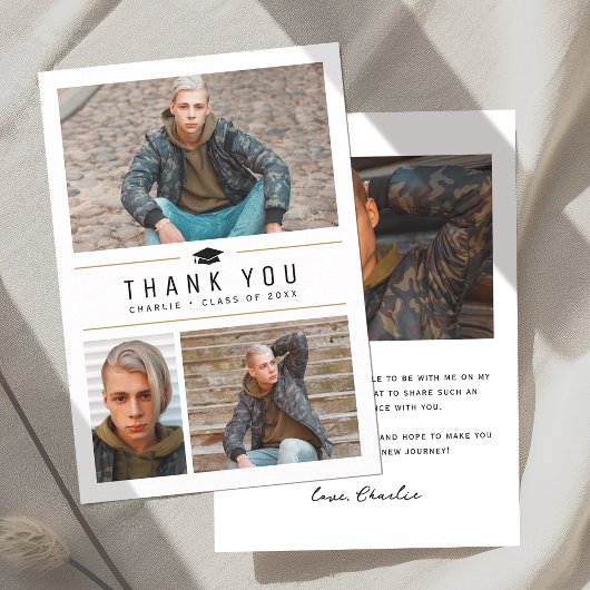 Modern Eenvoudige Typografie 4 Foto Afstuderen Bedankkaart