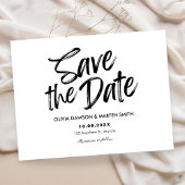 Modern eenvoudige typografische zwart-wit save the date