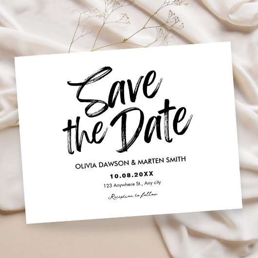 Modern eenvoudige typografische zwart-wit save the date