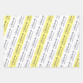 Modern Eenvoudige Viool Zwart Geel Terracotta Blau Inpakpapier Vel