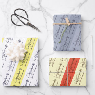 Modern Eenvoudige Viool Zwart Geel Terracotta Blau Inpakpapier Vel