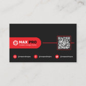Modern Eenvoudige Zwart & Rode QR-code, Logo Zakel Visitekaartje (Voorkant)
