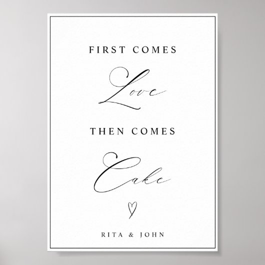 Modern eerst komen liefde dan taart bruiloft taart poster (Voorkant)