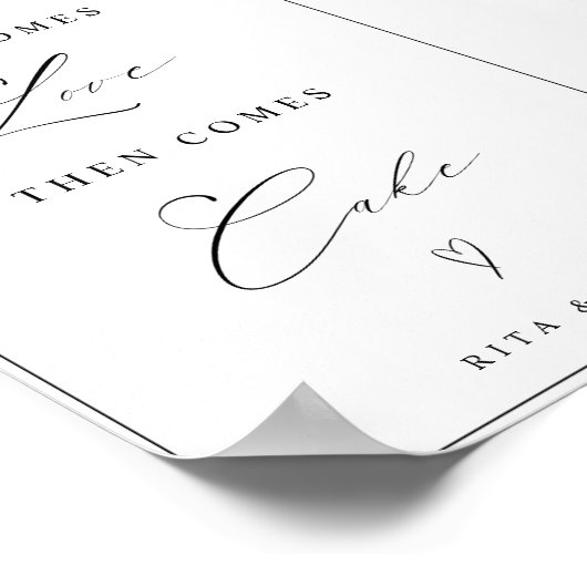 Modern eerst komen liefde dan taart bruiloft taart poster (Hoek)