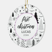 Modern Eerste Kerst Foto Baby Keramisch Ornament (Links)