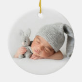 Modern Eerste Kerst Foto Baby Keramisch Ornament (Achterkant)