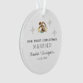 Modern Eerste Kerstdag Getrouwd Foto Keramiek  Ornament (voorkant)