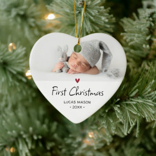 Modern eerste kerstfoto baby keramisch ornament