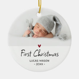 Modern eerste kerstfoto baby keramisch ornament