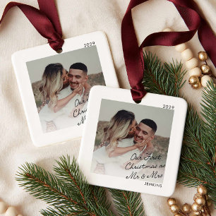 Modern Eerste Kerstmis als Mijnheer en Mevrouw Fot Keramisch Ornament