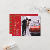 Modern Eerste Kerstmis Bruiloft Faux Gold Kaart (Voorkant / Achterkant in situ)