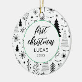 Modern Eerste Kerstmis Foto Baby Keramisch Ornament (Links)