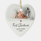 Modern Eerste Kerstmis Foto Baby Keramisch Ornament (Rechts)