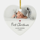Modern Eerste Kerstmis Foto Baby Keramisch Ornament (Voorkant)