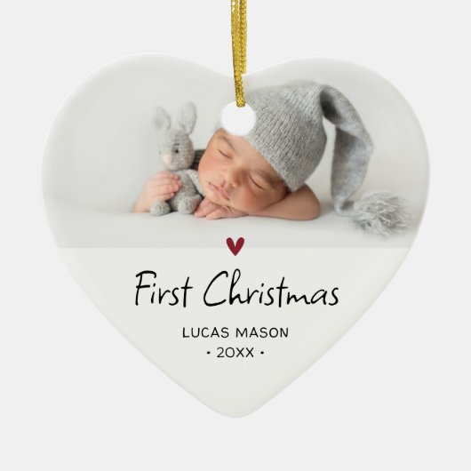 Modern Eerste Kerstmis Foto Baby Keramisch Ornament (Voorkant)