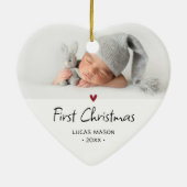 Modern Eerste Kerstmis Foto Baby Keramisch Ornament (Achterkant)