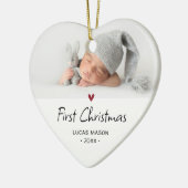 Modern Eerste Kerstmis Foto Baby Keramisch Ornament (Links)