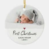 Modern Eerste Kerstmis Foto Baby Keramisch Ornament (Voorkant)