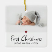 Modern Eerste Kerstmis Foto Baby Keramisch Ornament (Voorkant)