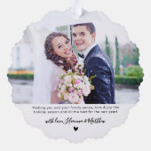 Modern Eerste Kerstmis Getrouwd 2 Foto Kerstmis Ornament Kaart (Achterkant)