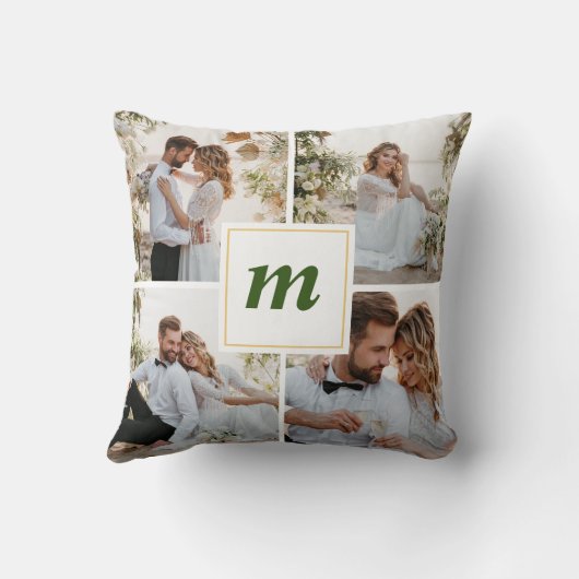 Modern Eerste Kerstmis Getrouwd Paar Foto Kussen (Achterkant)